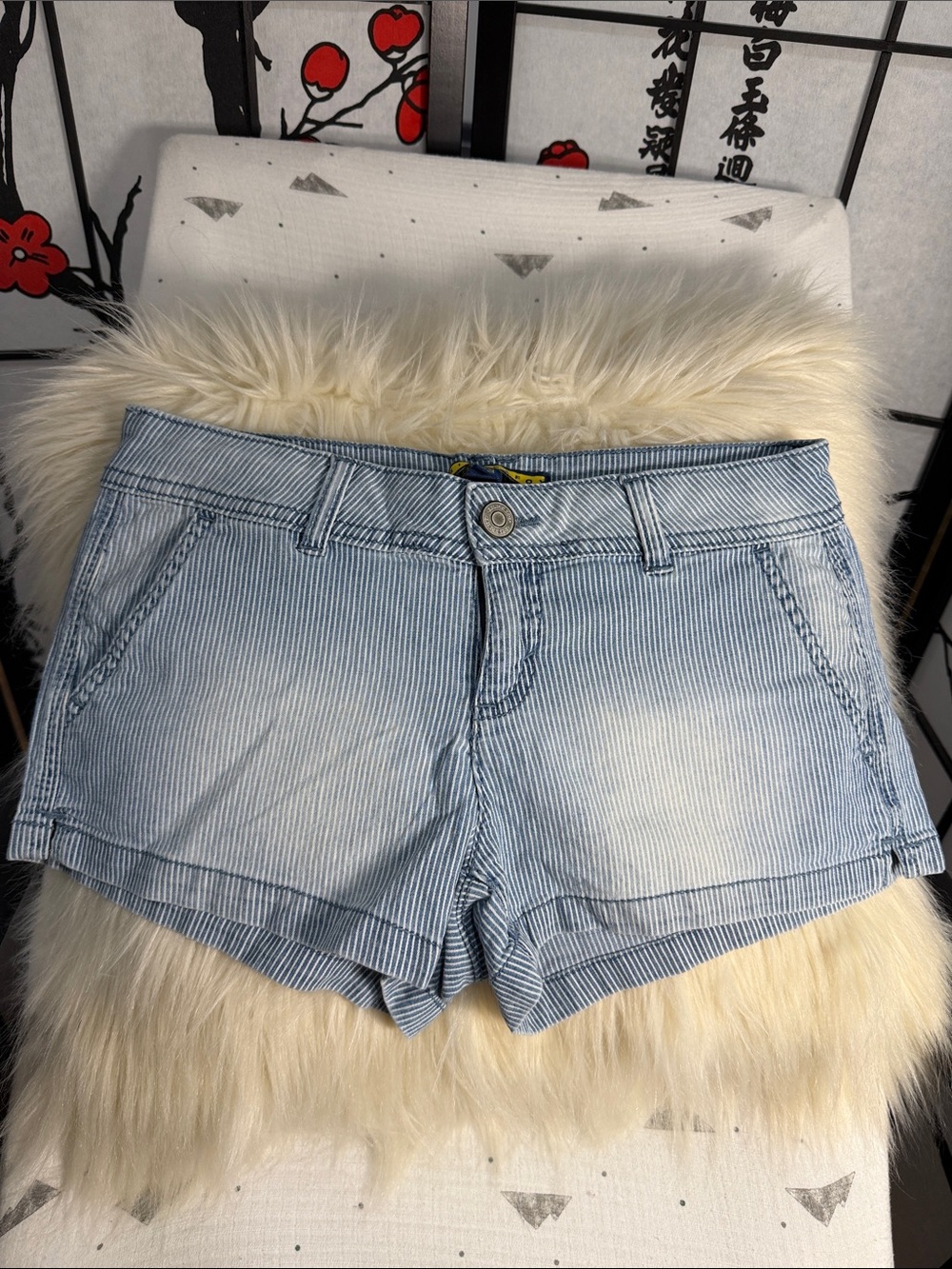 Aeropostale Light Blue Pinstripe Jean Shorts